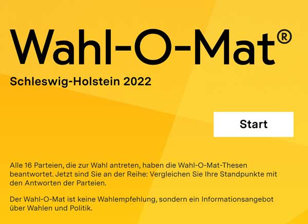 Der Wahl-O-Mat ist ein Frage-und-Antwort-Tool, das zeigen soll, welche zu
einer Wahl zugelassene Partei der eigenen politischen Position am nächsten stehen könnte. Bild: wahl-o-mat.de