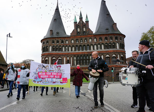 Verdi ruft die Mitarbeiter des UKSH - wie bereits am vergangenen Montag - zu einem Warnstreik auf. Foto: JW