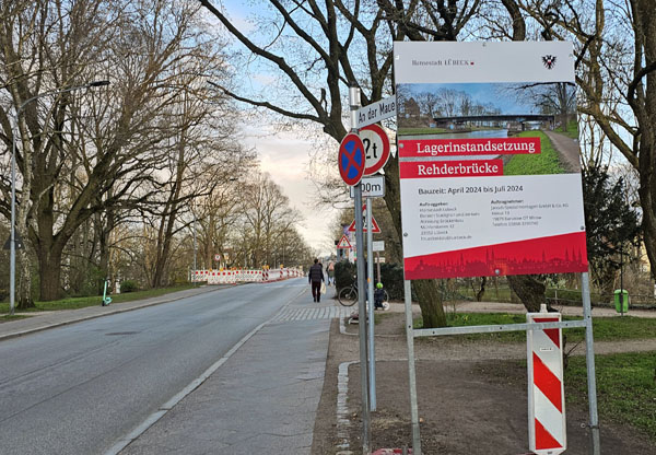 Die Rehderbrücke wird vom 17. bis 30. Juni auch für Fußgänger und Radfahrer gesperrt. Fotos: Archiv